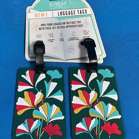 GINGKO FLOWERS SET OF 2 EASY TO SEE UNIQUE LUGGAGE / BAG TAGS TRAVEL / TRAVELING - Picture 5 of 10